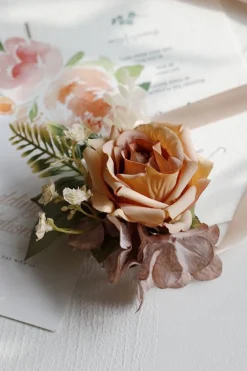 Corsage de pulso elegante Blush Prom e Boutonniere masculino para festa de casamento