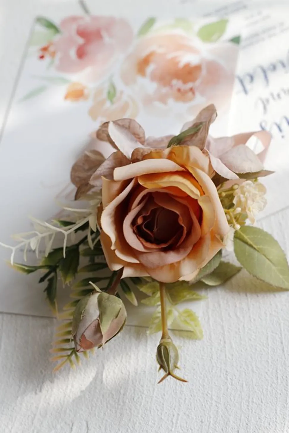 Corsage de pulso elegante Blush Prom e Boutonniere masculino para festa de casamento