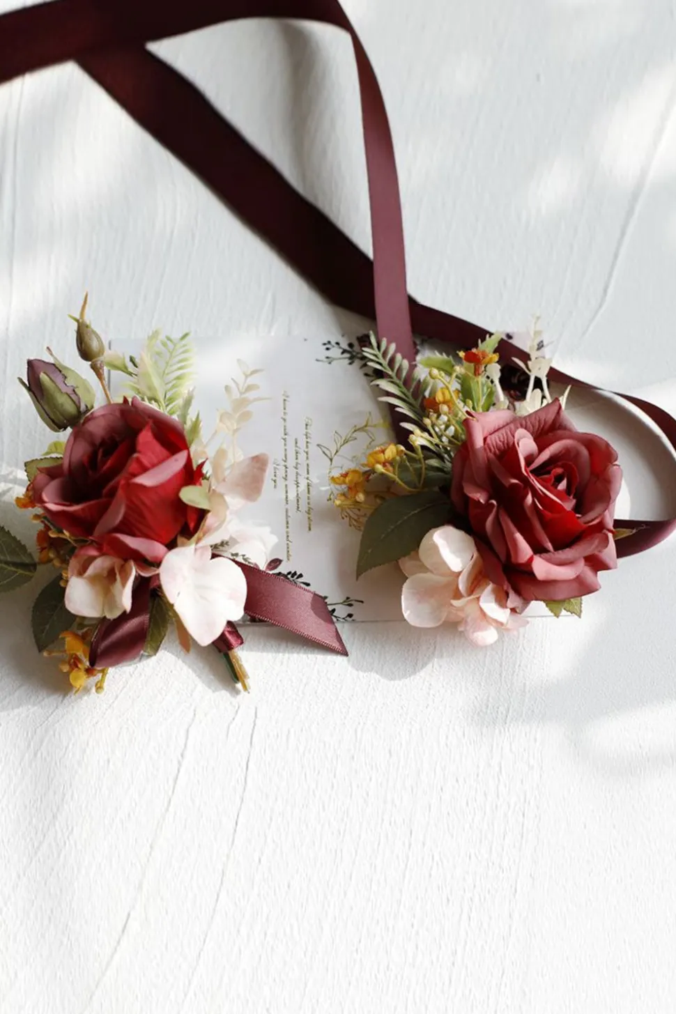 Corsage de pulso elegante Blush Prom e Boutonniere masculino para festa de casamento