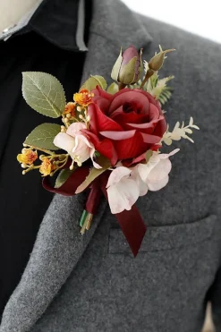 Corsage de pulso elegante Blush Prom e Boutonniere masculino para festa de casamento