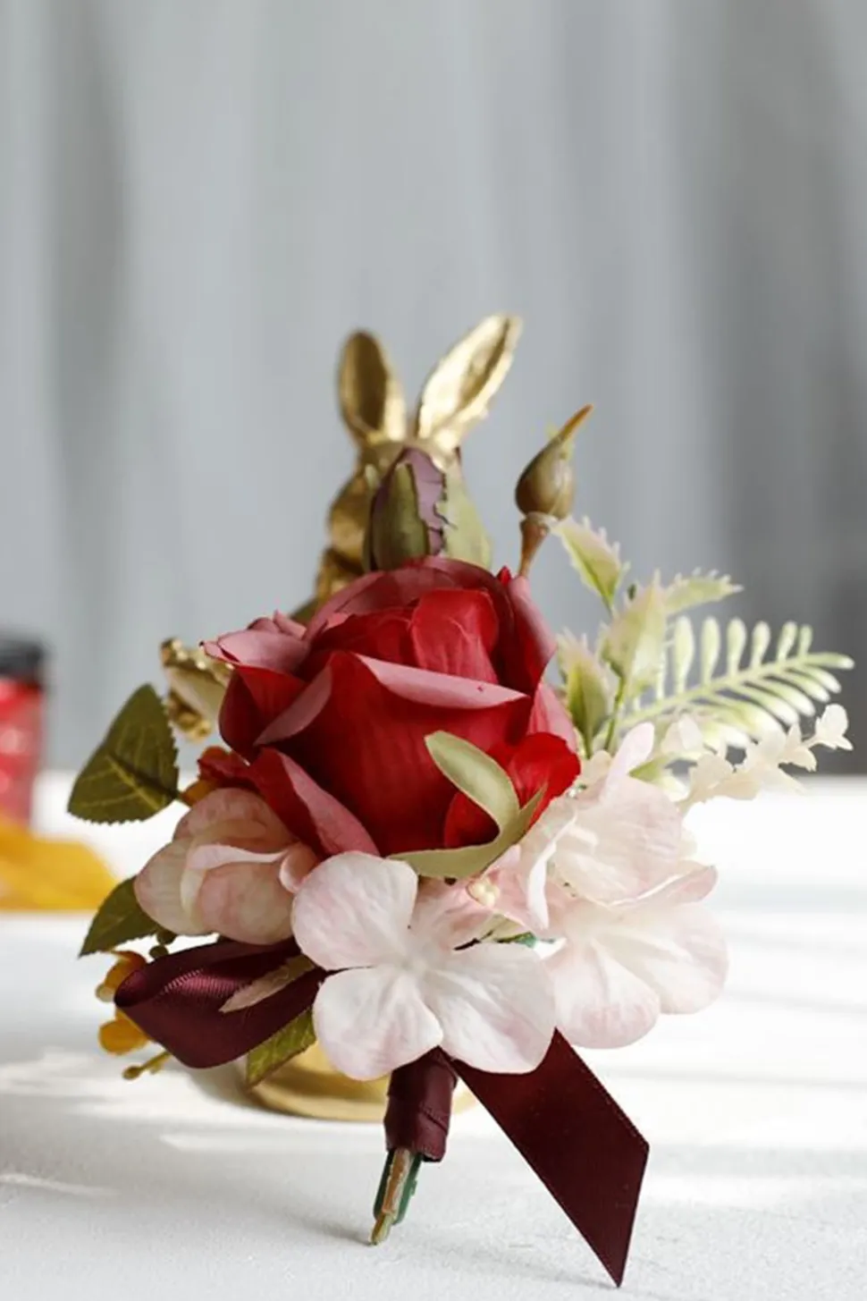 Corsage de pulso elegante Blush Prom e Boutonniere masculino para festa de casamento