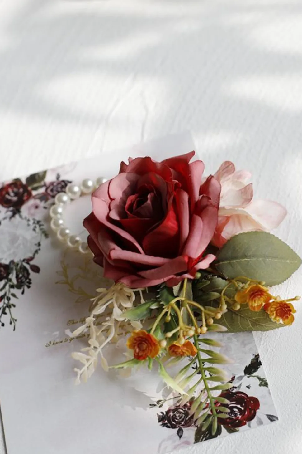 Corsage de pulso elegante Blush Prom e Boutonniere masculino para festa de casamento