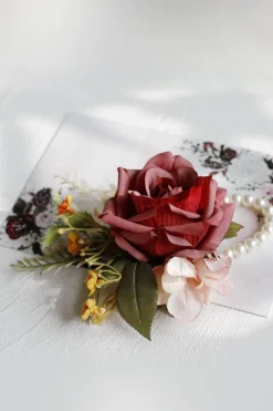Corsage de pulso elegante Blush Prom e Boutonniere masculino para festa de casamento