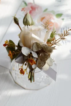 Corsage de pulso elegante Blush Prom e Boutonniere masculino para festa de casamento