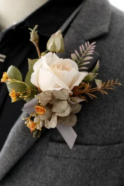 Corsage de pulso elegante Blush Prom e Boutonniere masculino para festa de casamento