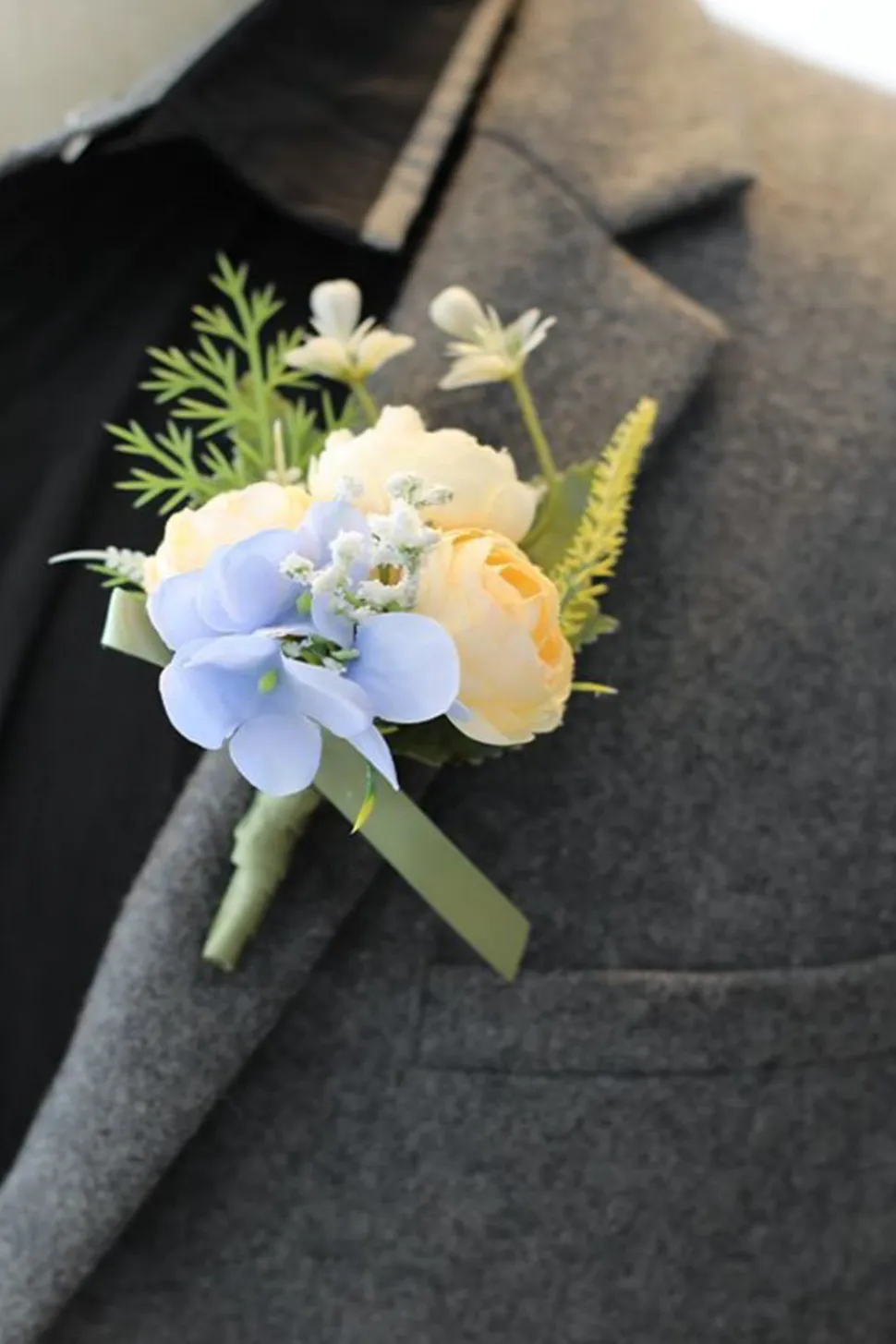 Corsage de pulso romântico azul do baile de formatura para festa de casamento