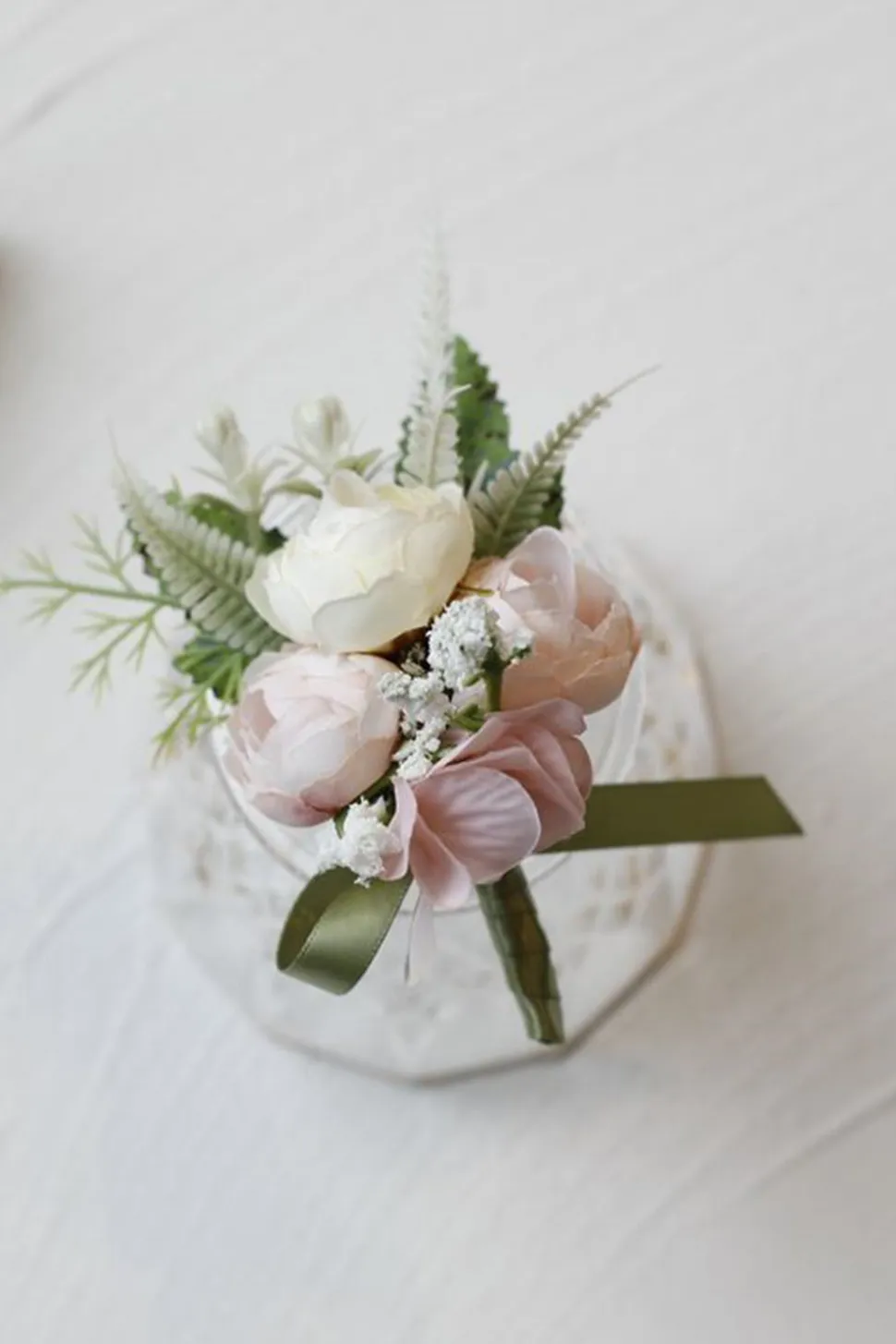 Corsage de pulso romântico azul do baile de formatura para festa de casamento