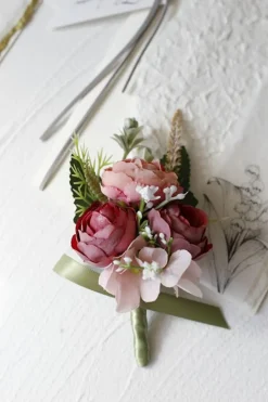 Corsage de pulso romântico azul do baile de formatura para festa de casamento