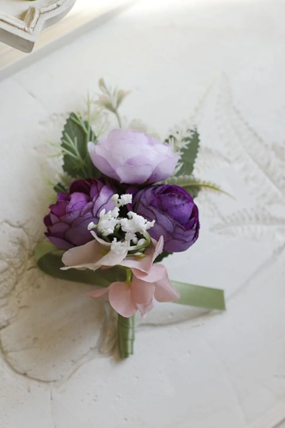 Corsage de pulso romântico azul do baile de formatura para festa de casamento