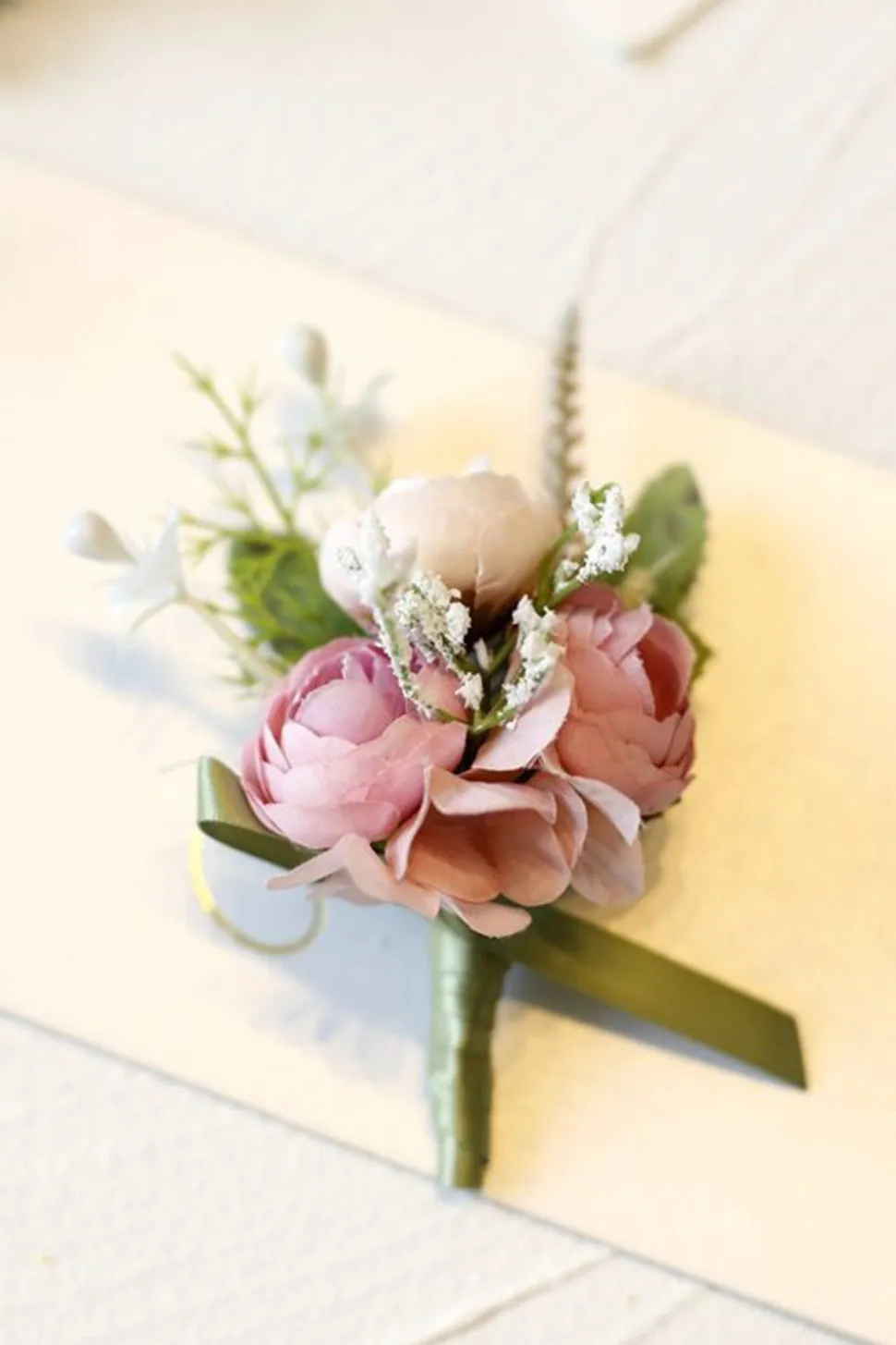 Corsage de pulso romântico azul do baile de formatura para festa de casamento