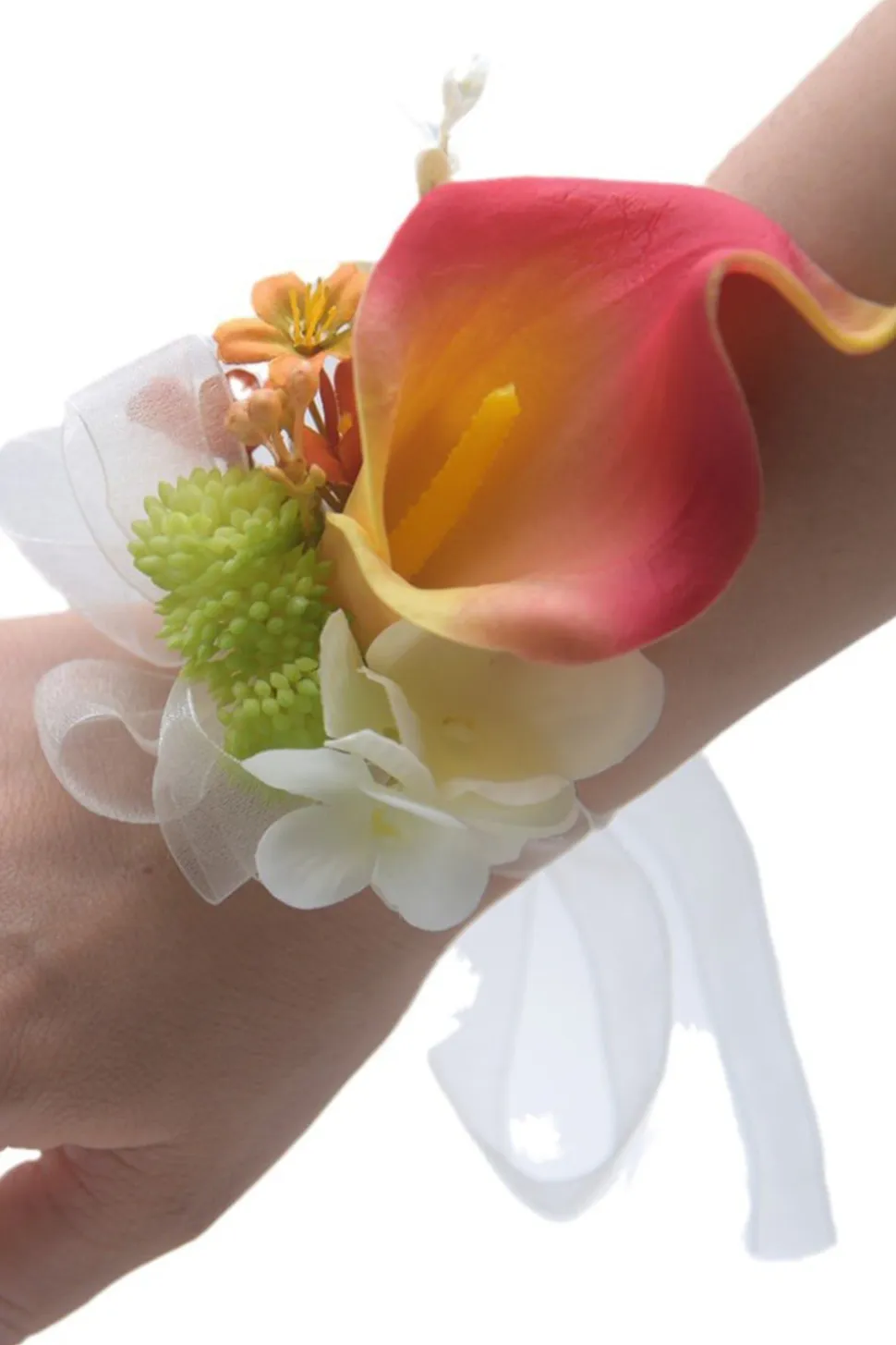 Corsage de pulso rosa para dama de honra