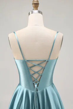 Corset Cetim Cinza Verde A-line Vestido Curto Homecoming