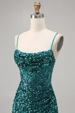 Corset Cinza Azul Bodycon Vestido Homecoming Sequin