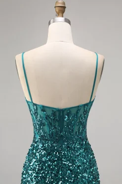 Corset Cinza Azul Bodycon Vestido Homecoming Sequin