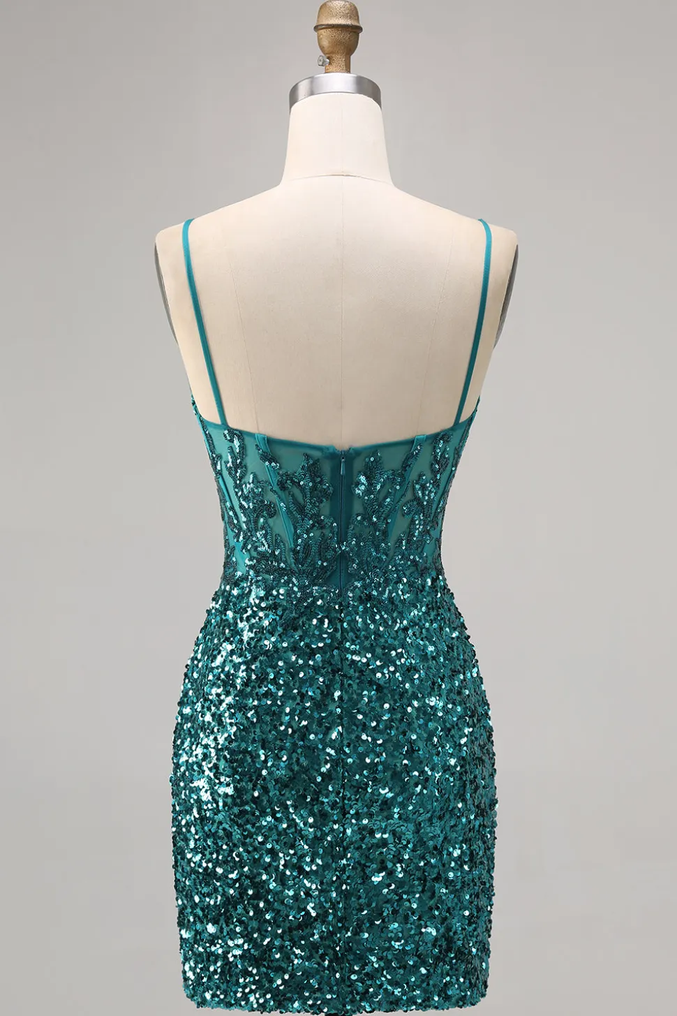 Corset Cinza Azul Bodycon Vestido Homecoming Sequin