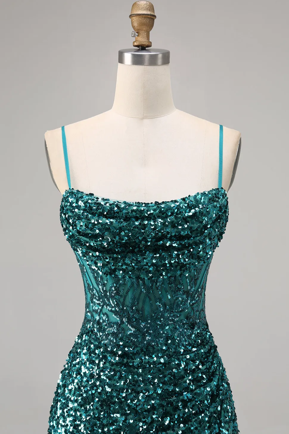 Corset Cinza Azul Bodycon Vestido Homecoming Sequin