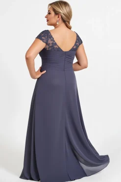 Crepúsculo Bainha Chiffon Tamanhos Grandes Longos Vestido Mae Noiva com Fenda