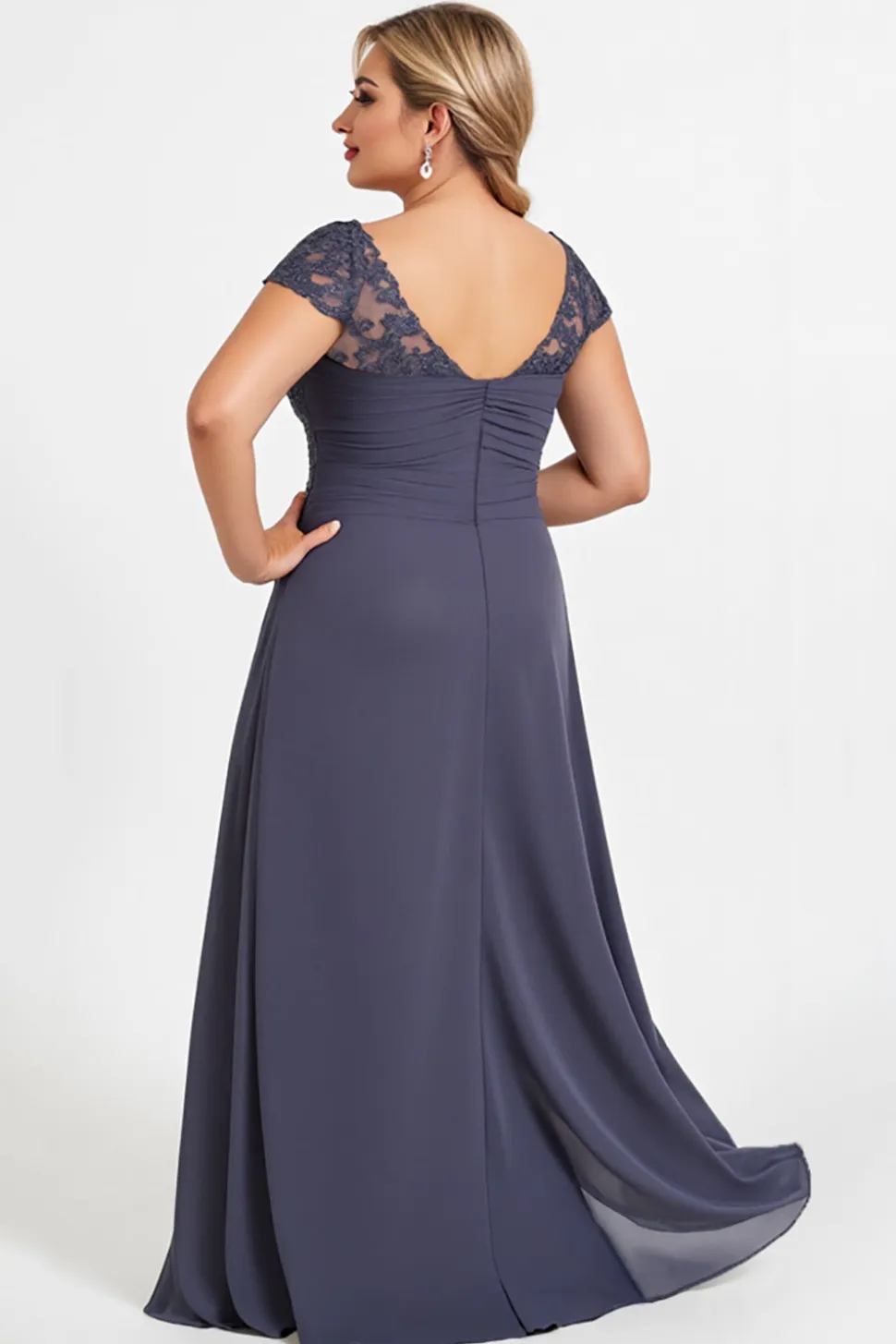 Crepúsculo Bainha Chiffon Tamanhos Grandes Longos Vestido Mae Noiva com Fenda