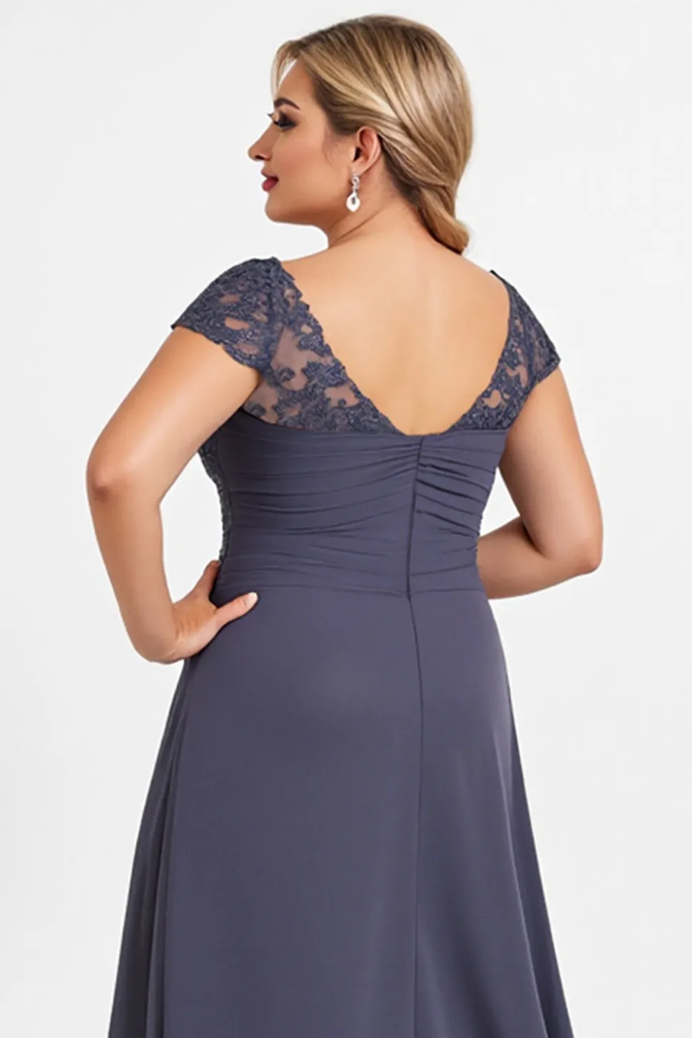 Crepúsculo Bainha Chiffon Tamanhos Grandes Longos Vestido Mae Noiva com Fenda