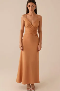 Crepúsculo Bainha Esparguete Correias Ruched Vestido de Noite