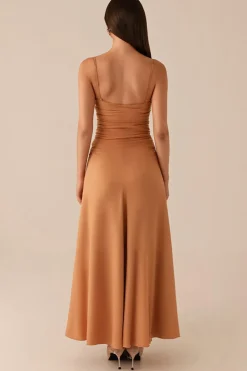 Crepúsculo Bainha Esparguete Correias Ruched Vestido de Noite