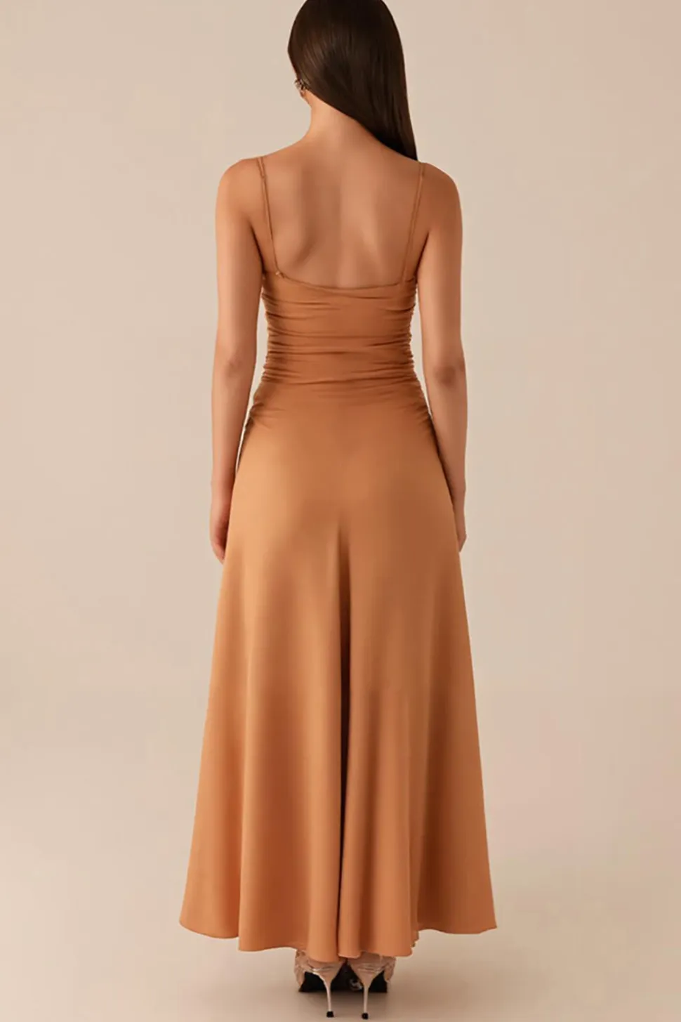 Crepúsculo Bainha Esparguete Correias Ruched Vestido de Noite