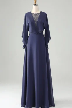 Crepúsculo brilhante uma linha frisada mãe de vestido de noiva com xaile