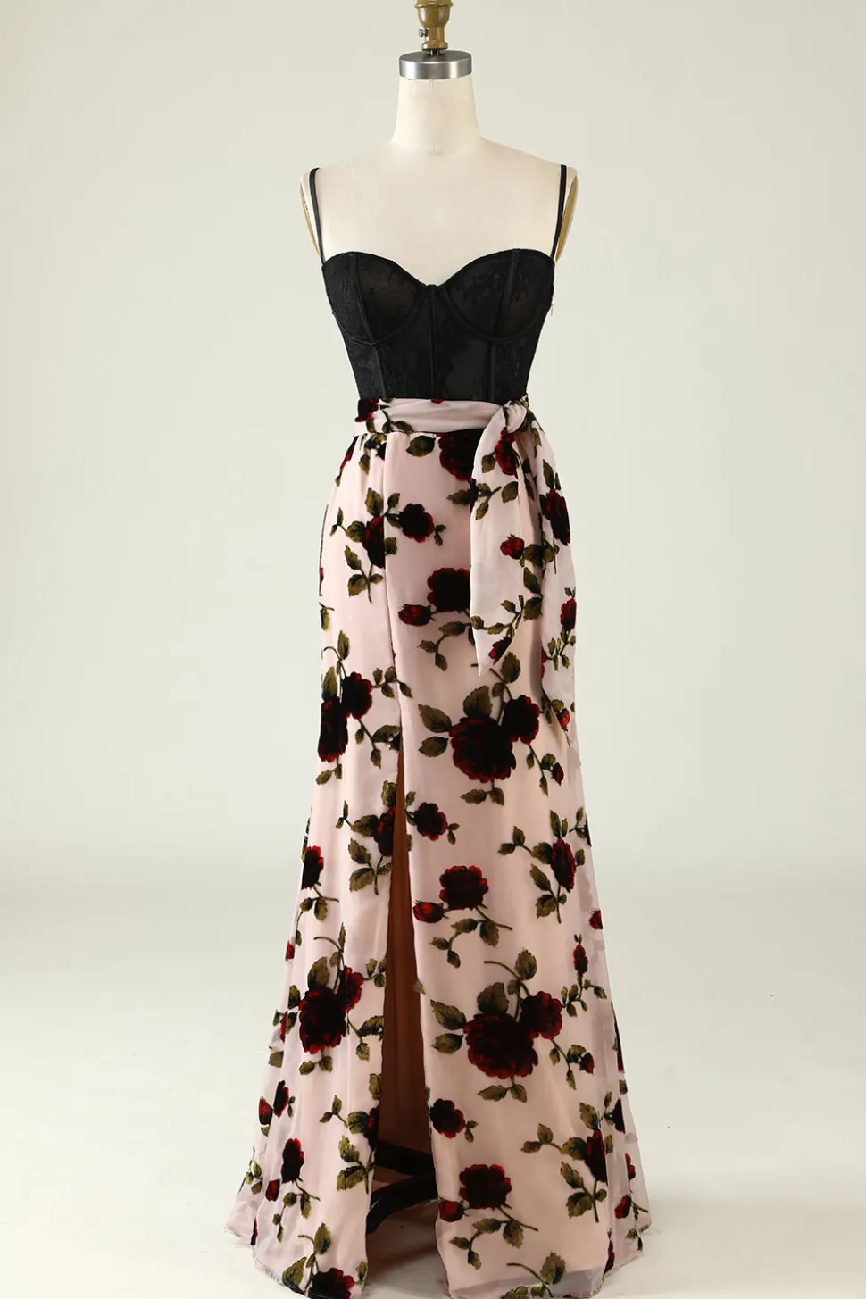 Crepúsculo Floral Vestido de Baile Cintas de Espaguete