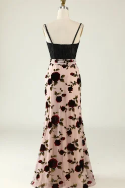 Crepúsculo Floral Vestido de Baile Cintas de Espaguete