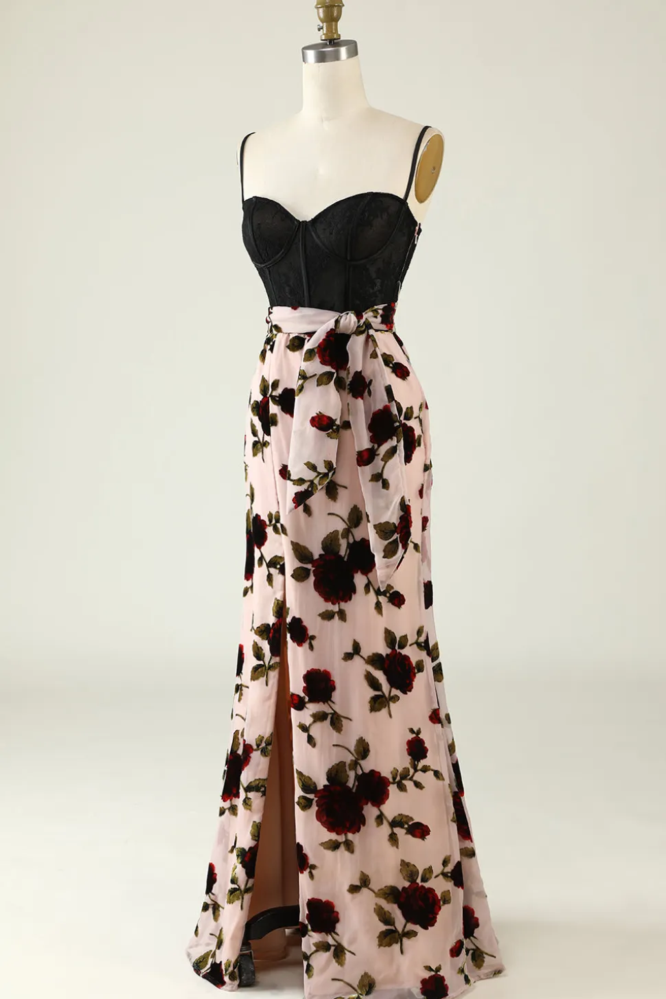 Crepúsculo Floral Vestido de Baile Cintas de Espaguete