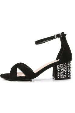 Cruz preta tornozelo Strappy Chunky Heel Sandália