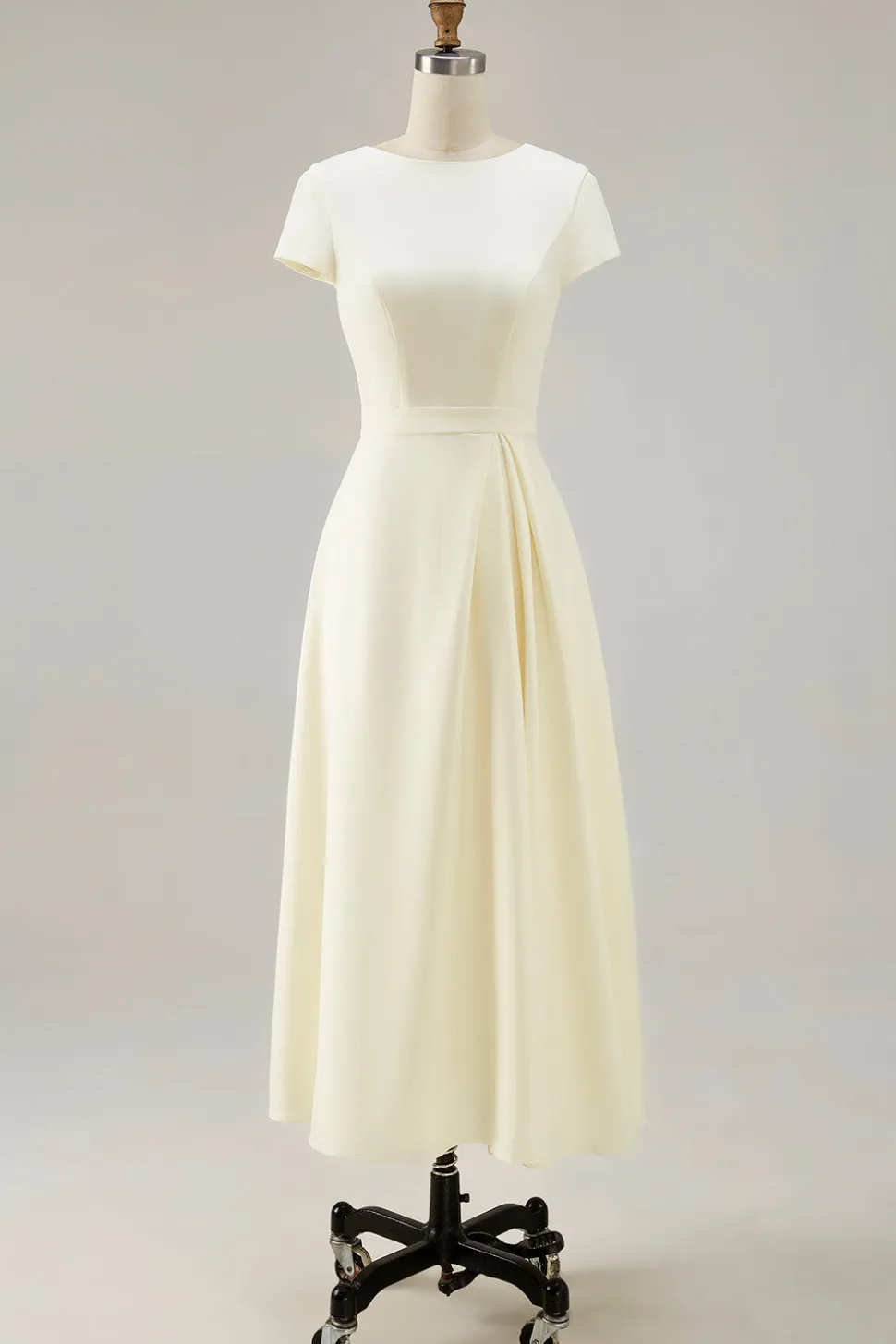 Daffodil A Line Boat Neck Vintage Cetim Long Work Dress