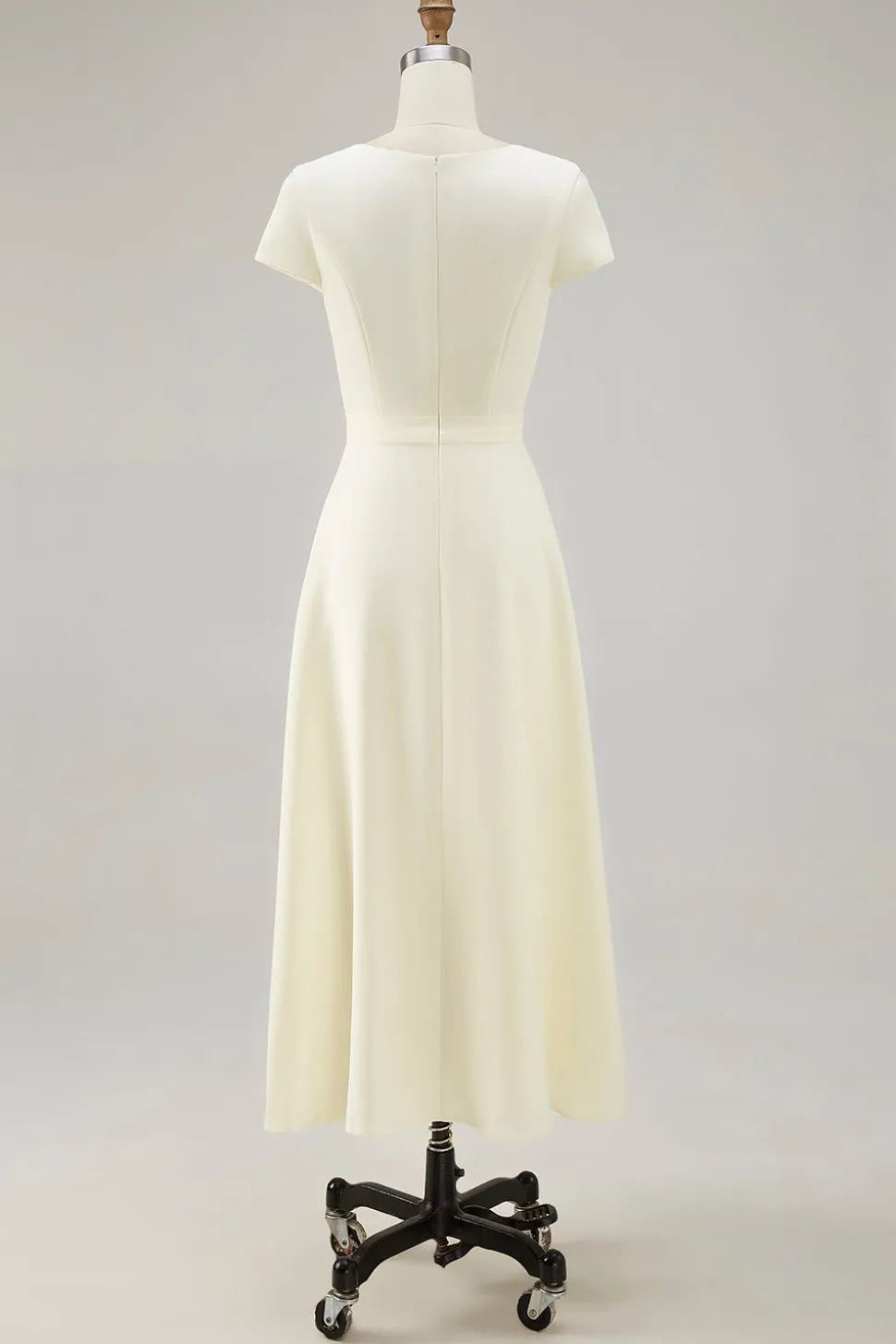 Daffodil A Line Boat Neck Vintage Cetim Long Work Dress