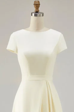 Daffodil A Line Boat Neck Vintage Cetim Long Work Dress