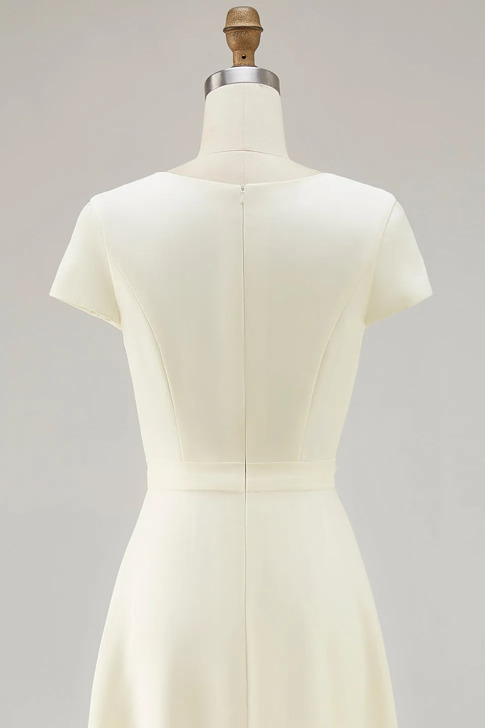 Daffodil A Line Boat Neck Vintage Cetim Long Work Dress
