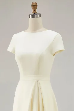 Daffodil A Line Boat Neck Vintage Cetim Long Work Dress