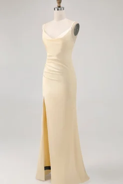 Daffodil Esparguete Alças Cetim Bainha Vestido Madrinha