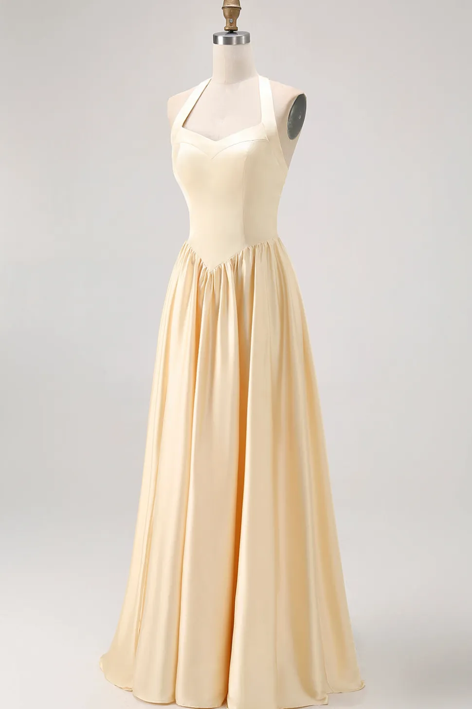 Daffodil Halter Uma linha de cetim vestido de dama de honra