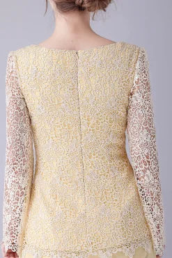 Daffodil Mangas Longas Lace Top Mãe da Noiva Pant Suits