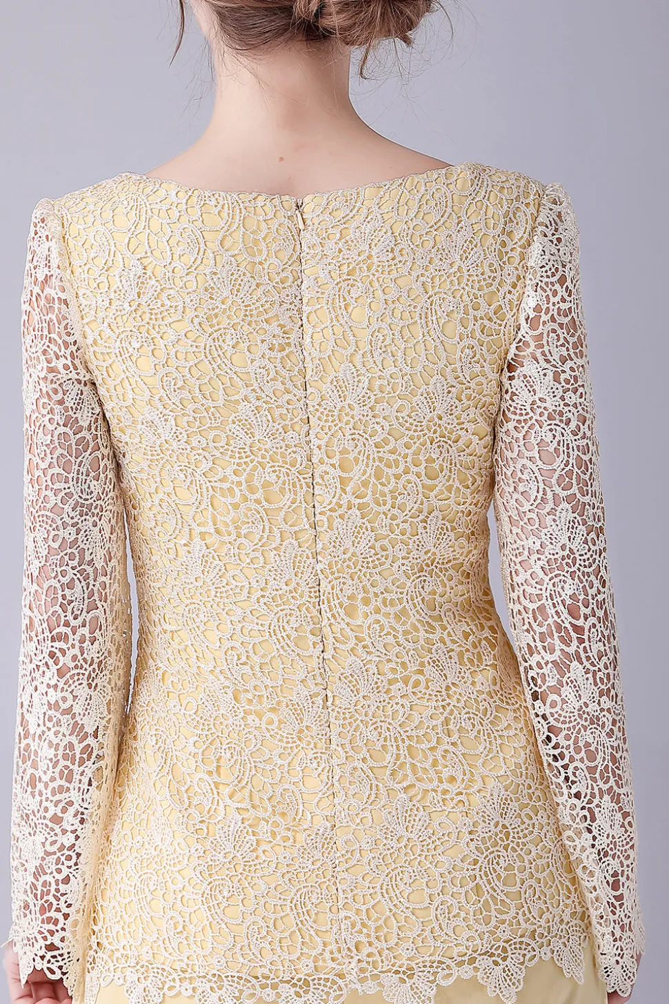 Daffodil Mangas Longas Lace Top Mãe da Noiva Pant Suits