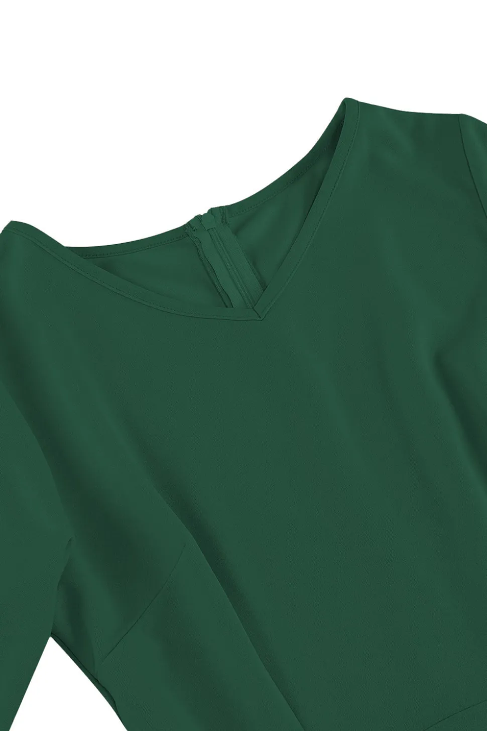 Damasco A-Line V-neck Meia Manga Midi Vestido dos anos 1950