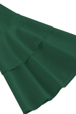 Damasco A-Line V-neck Meia Manga Midi Vestido dos anos 1950