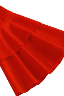 Damasco A-Line V-neck Meia Manga Midi Vestido dos anos 1950
