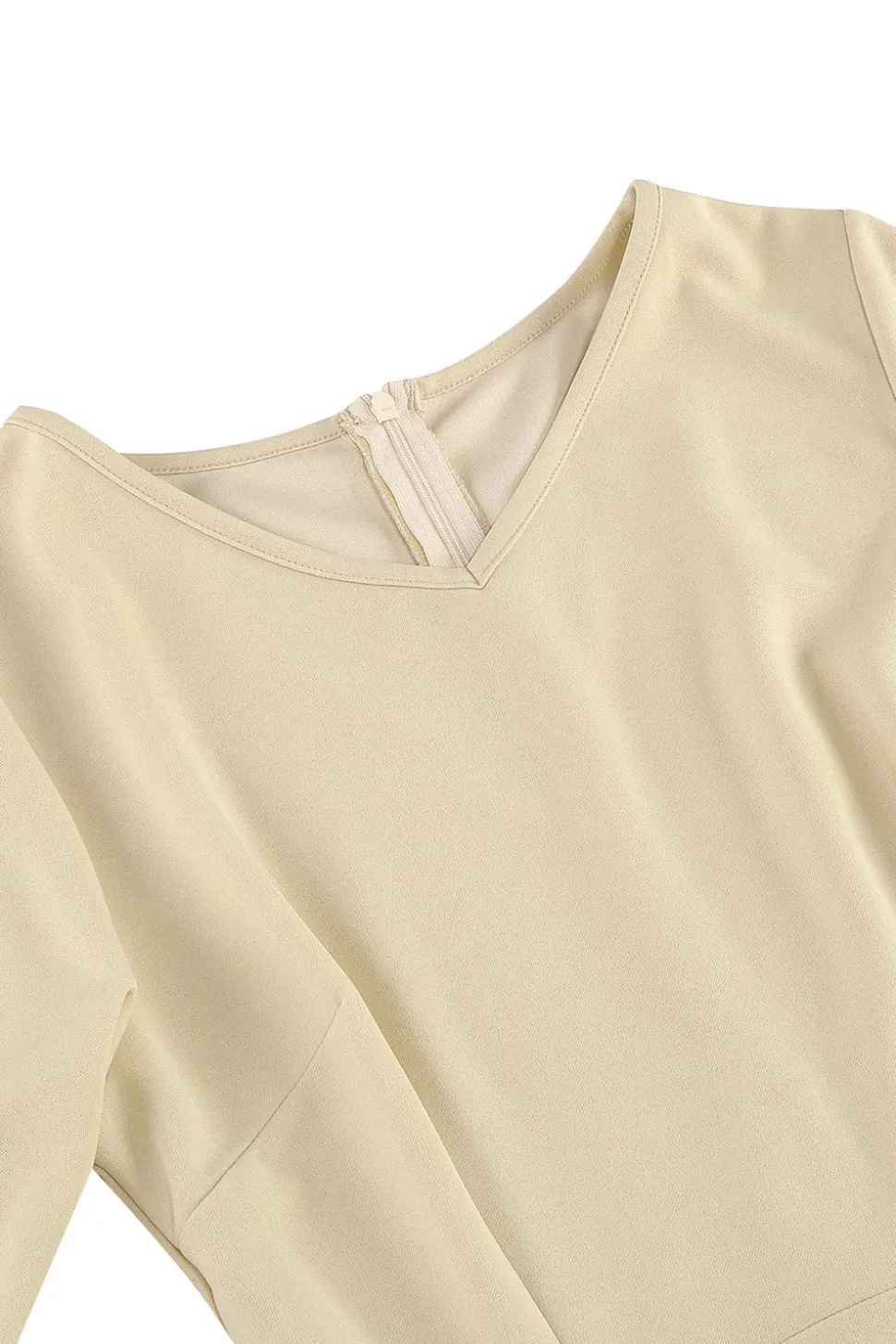 Damasco A-Line V-neck Meia Manga Midi Vestido dos anos 1950