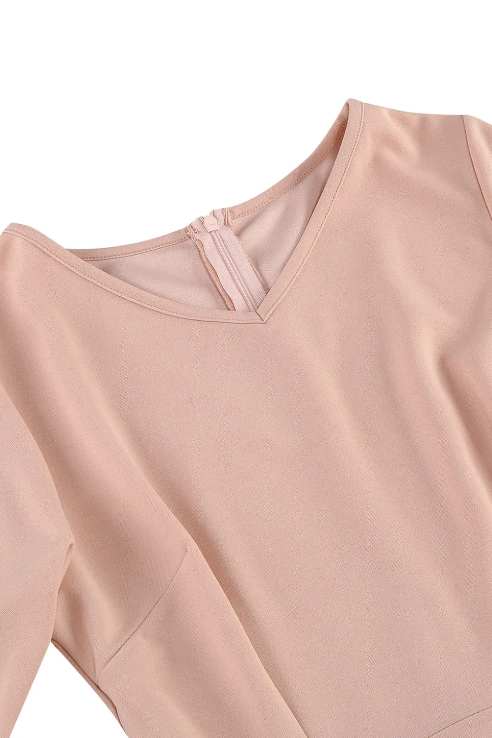Damasco A-Line V-neck Meia Manga Midi Vestido dos anos 1950