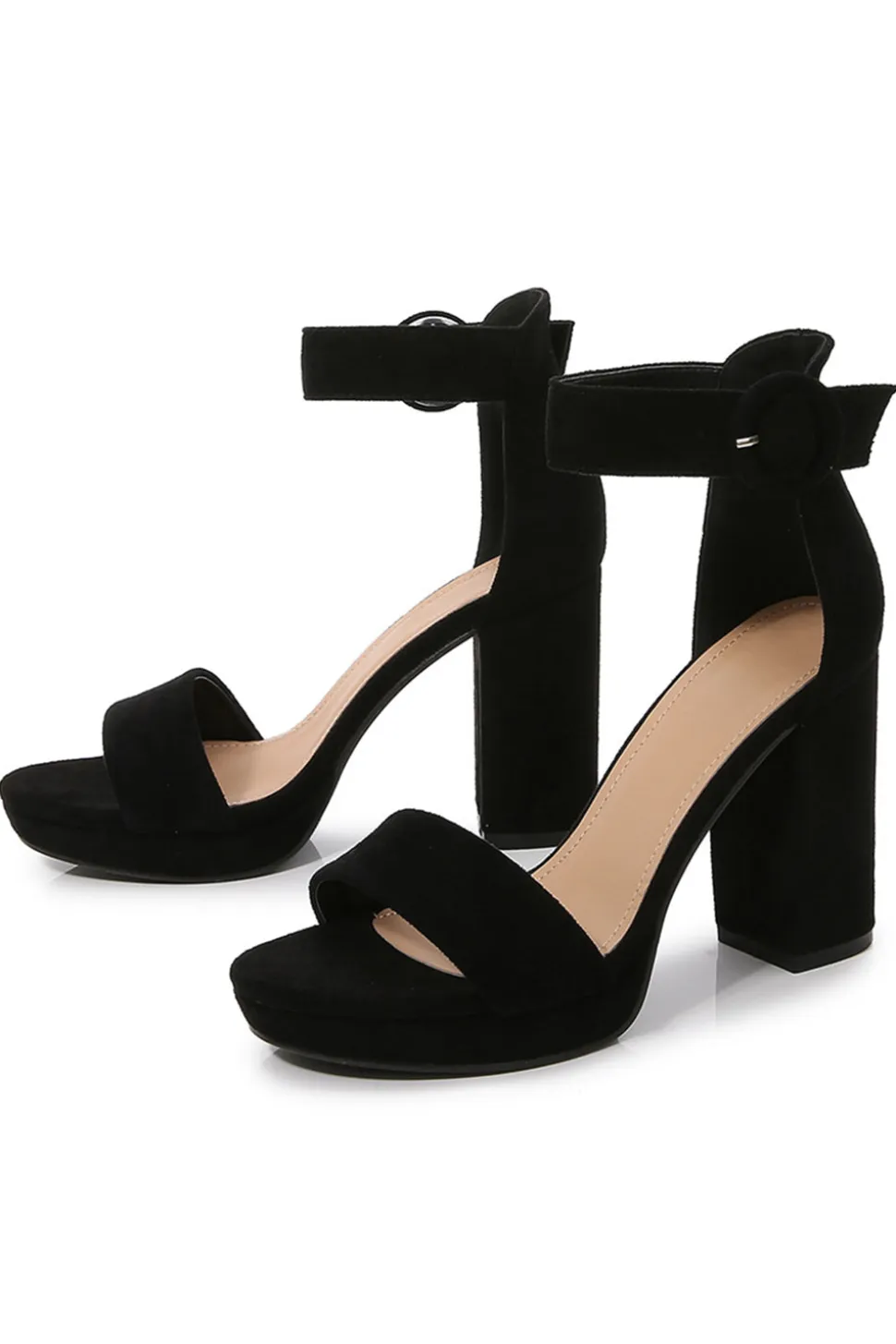 Damasco Cor Pura Suede Salto Alto Sandálias Moda