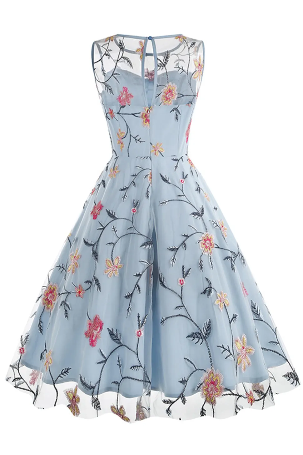 Damasco elegante floral bordado mangas midi vestido vintage