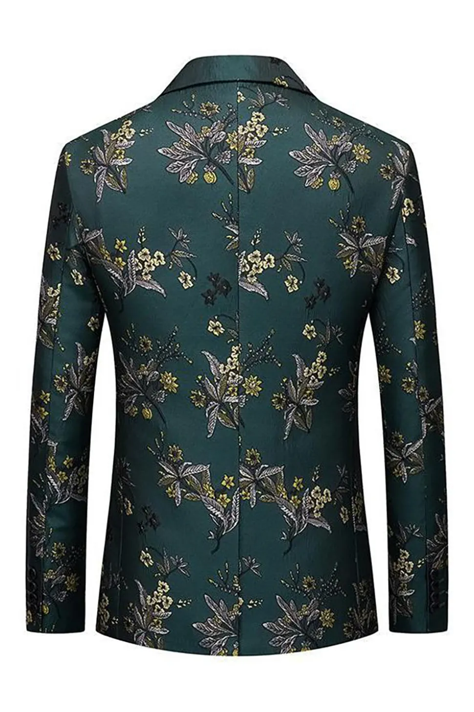 Dark Green Notched Lapela Bordada Blazer Masculino Prom Blazer