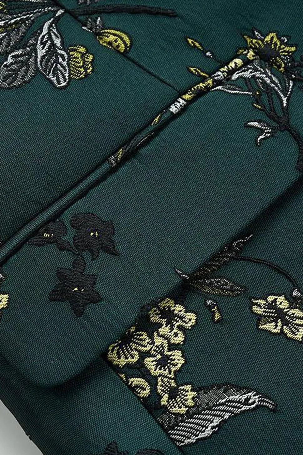 Dark Green Notched Lapela Bordada Blazer Masculino Prom Blazer