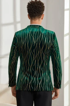Dark Green Peak Lapel Blazer Masculino Prom Blazer